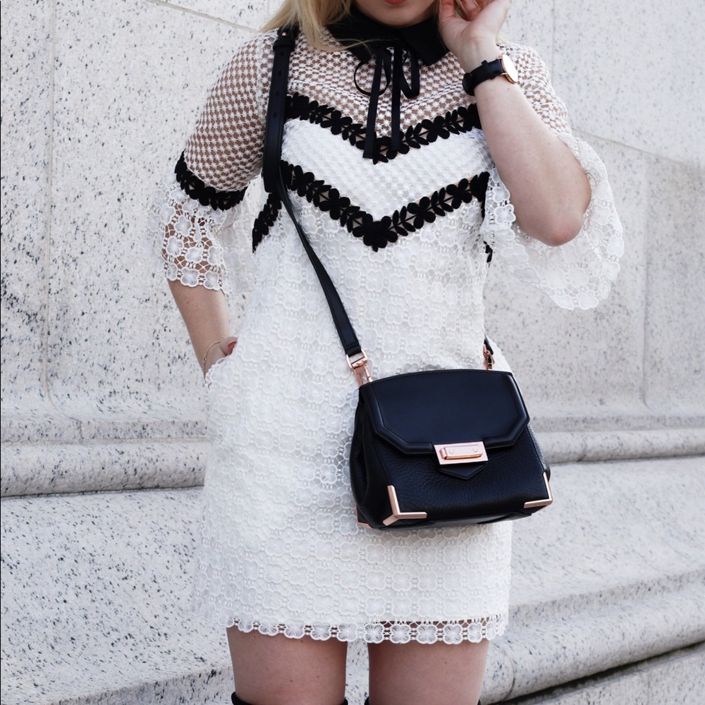 Self-Portrait Petal Monochrome Mini Dress